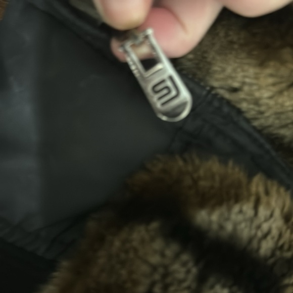 Sean John vest Y2K Faux Fur Reversible full front zip black brown tan Medium - Picture 14 of 16